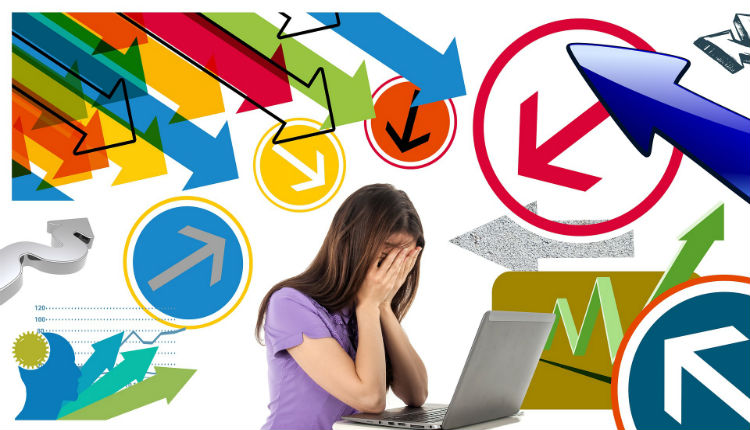 busy woman at computer