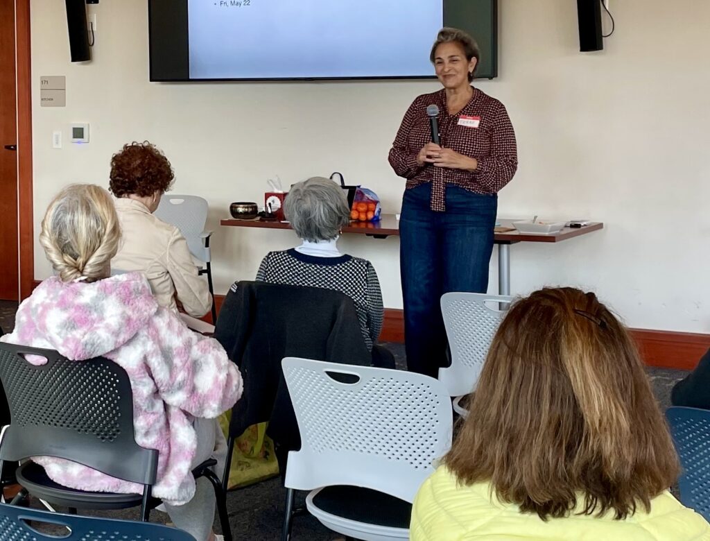 terre presenting in front of a group