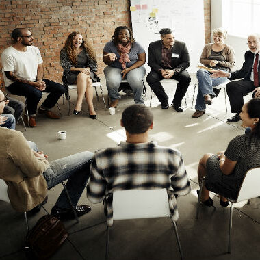 team discussion in a circle