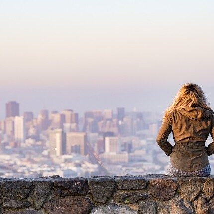 woman looking at city
